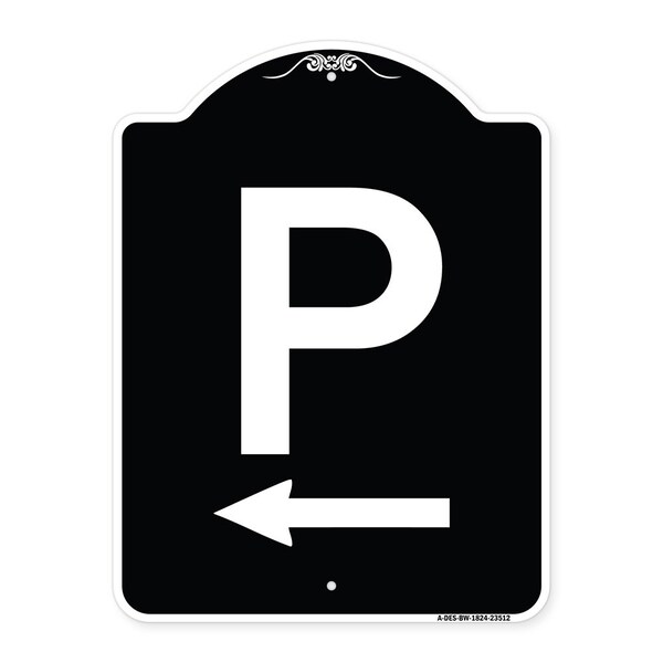 Signmission P Symbol With Left Arrow Heavy-Gauge Aluminum Architectural Sign, 24" x 18", BW-1824-23512 A-DES-BW-1824-23512 - main
